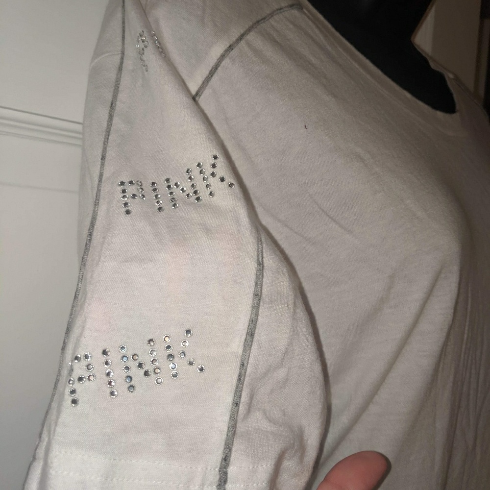 White Rimestones Tee Shirt Pink V.S New
